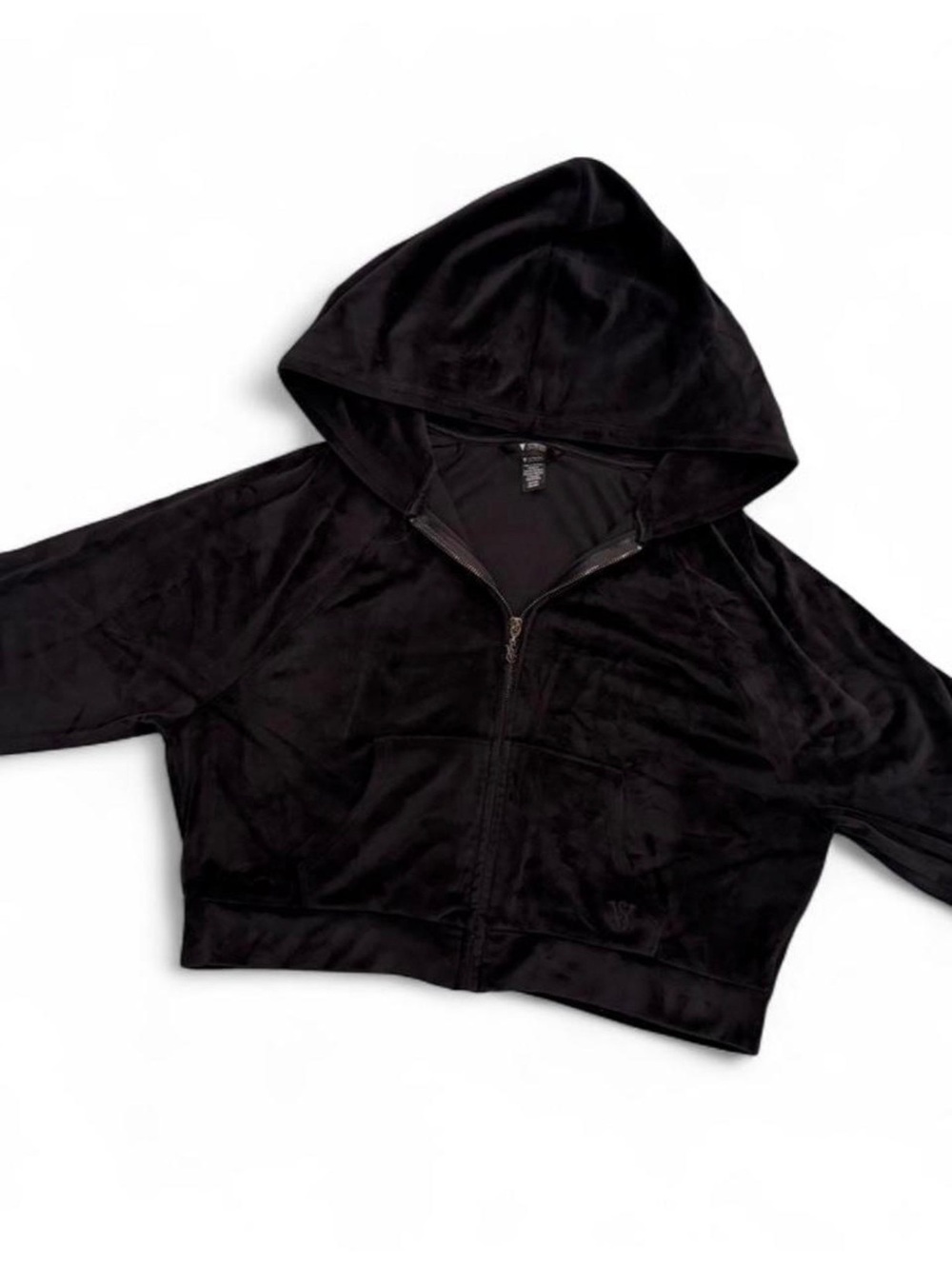 Victoria's Secret On Point Black Velvet Zip-Up Hoodie S